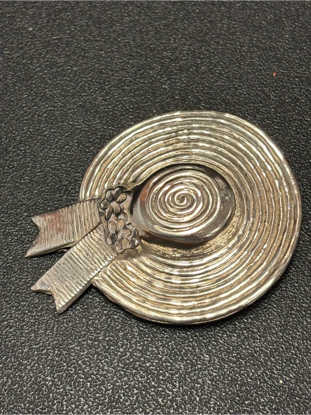 Sterling Silver Straw Hat Brooch - Elegant Womenโs Accessory
